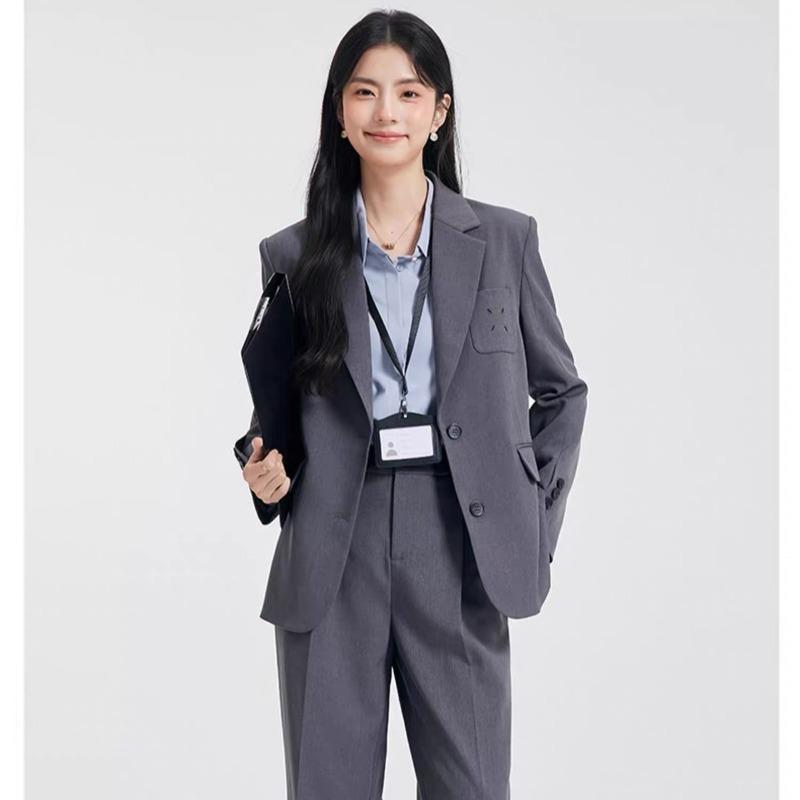 Women Suit Set Classic Two Piece Blazer and Pants Formal Office Wear Spring Autumn Simple Elegant Outfit