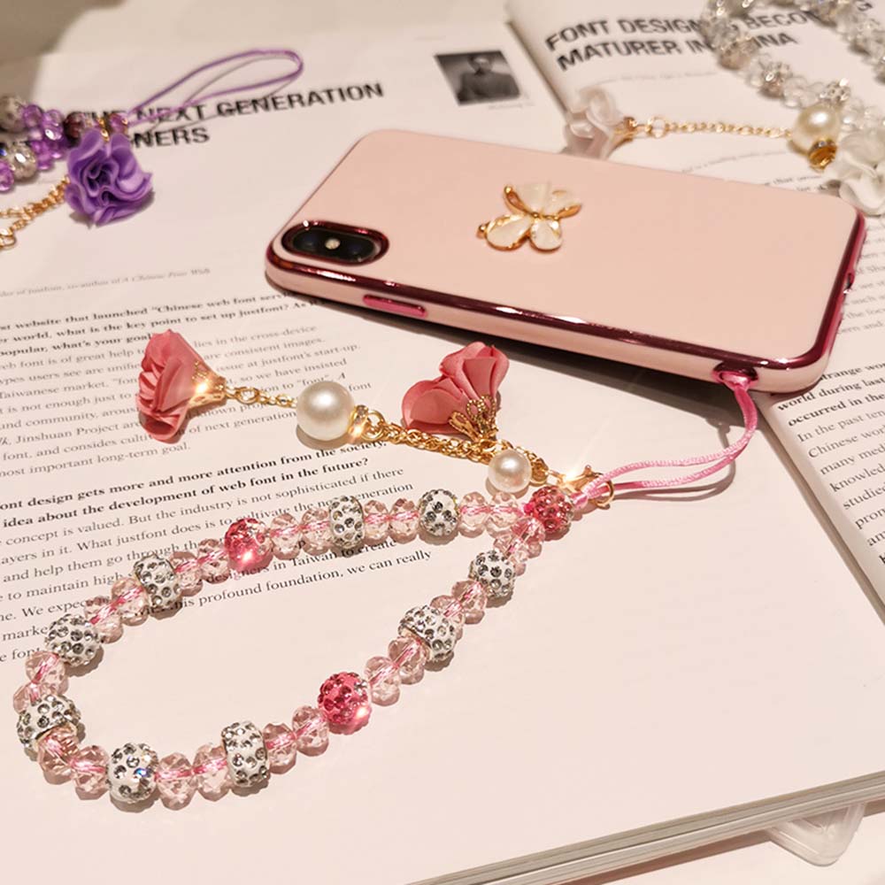 Accessories Flower Pendant Bracelet Mobile Phone Strap Lanyard Cell Phone Lanyard Wrist Straps