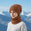 2Pcs/Set Women Hat Scarf Set Solid Color Twist Texture Warm Thermal Knit Hat Neck Scarf Set Winter Outdoor Accessories
