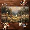 Vintage Oil Painting Forest Ghost Game Playmat Non Slip Rubber Extended Table Mat For Trading Card Game And Tabletop Card Gaming