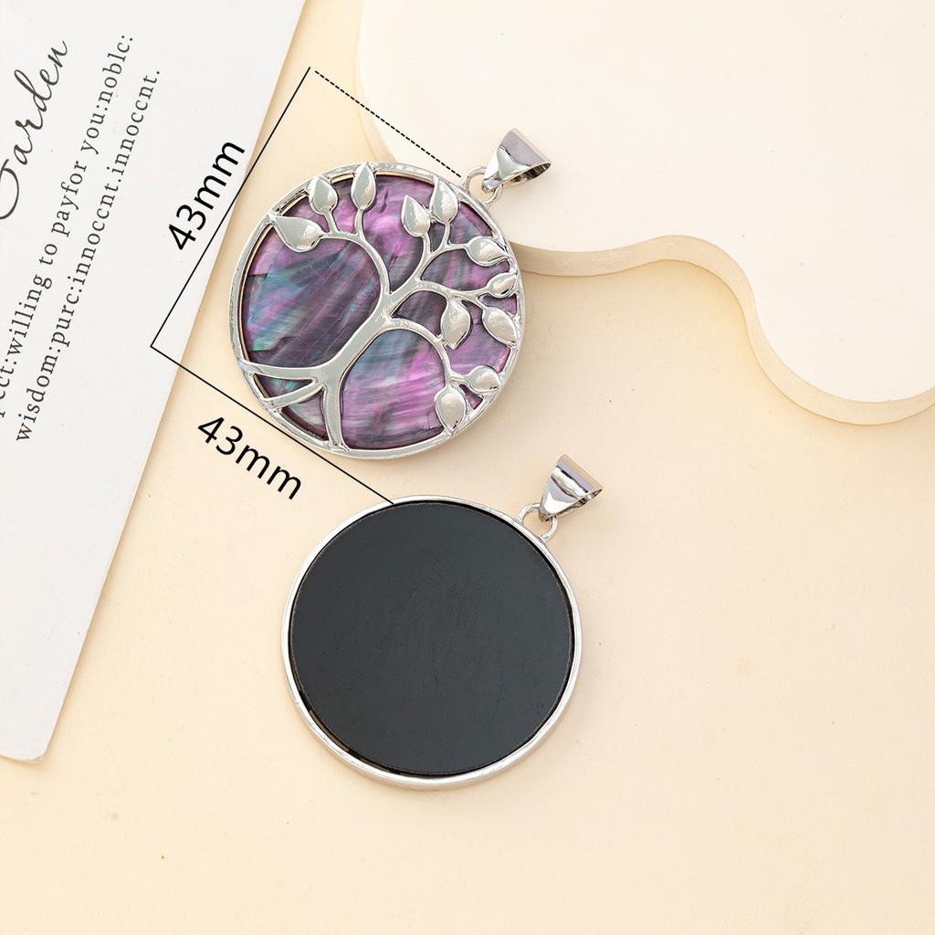 1 шт., уникальная подвеска из натуральной ракушки, круглая ракушка в богемном стиле с подвесками в виде дерева жизни для изготовления ювелирных изделий своими руками, рождественского подарка на день рождения, 33x37 мм