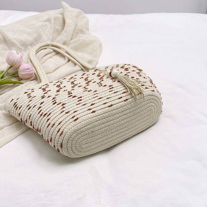 2025 лето новый темперамент литературный большая вместимость плетеная сумка многофункциональная в иностранном стиле портативная подмышечная пляжная сумка