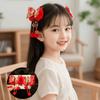1 Pair Pearl New Year Headwear Chinese Style Bow Tassel Hairpin Hanfu Red Hair Clips Children