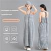 1 Set Neck-Tie Coral Fleece Bath Robe Wearable Wrap 130cm Long Quick-Dry Unisex Bath Towel with Belt for Spa Banya & Home