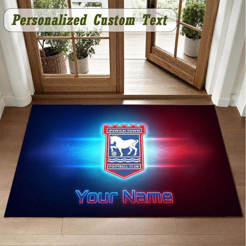 Crystal Velvet Square Rug Custom NameIpswich Town Pattern Non Slip Home Floor Decor Rug