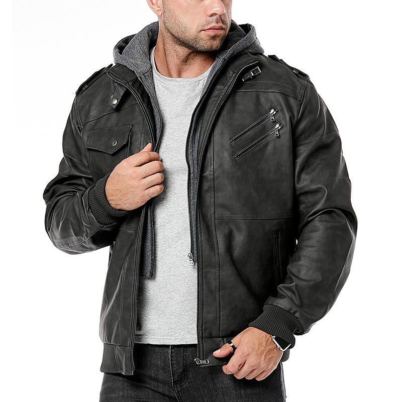 Мужская куртка из искусственной кожи, для езды на мотоцикле