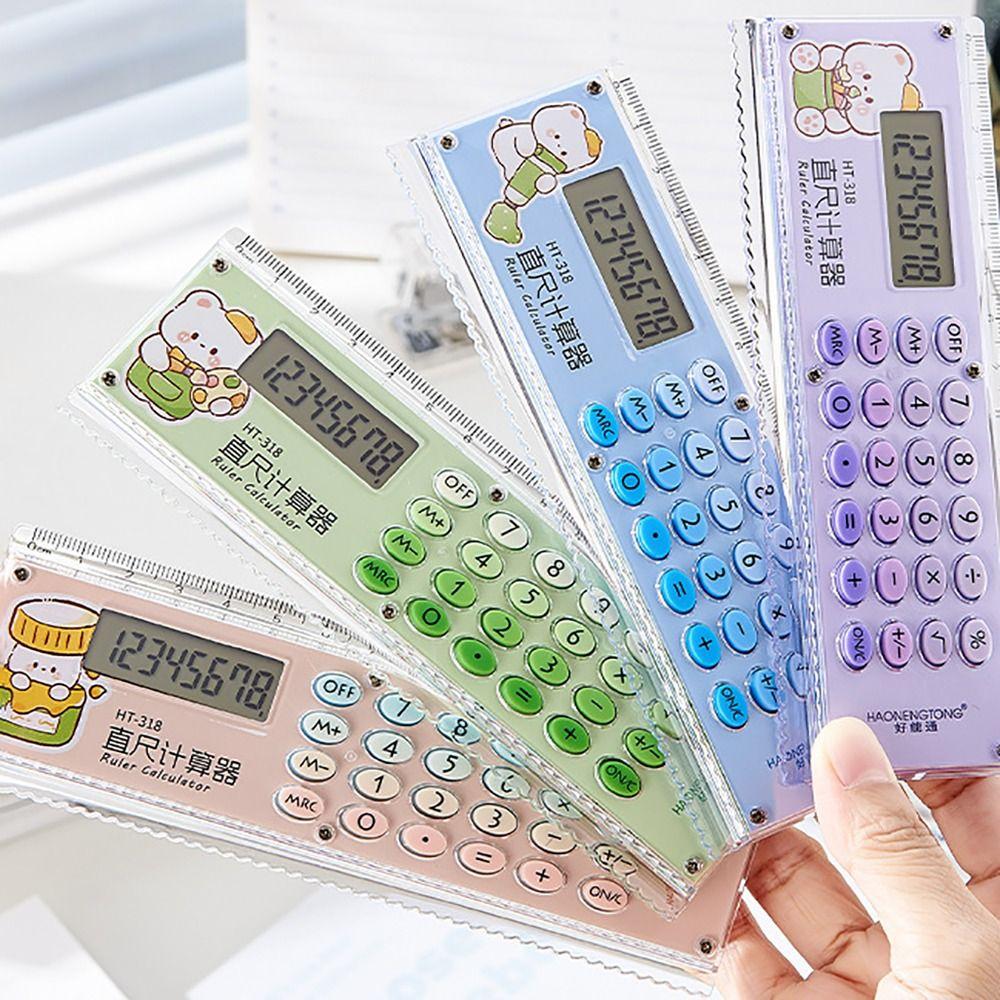 8-digit Ruler Calculator with Silicone Button Measuring Ruler New Straight Ruler Drawing Tool