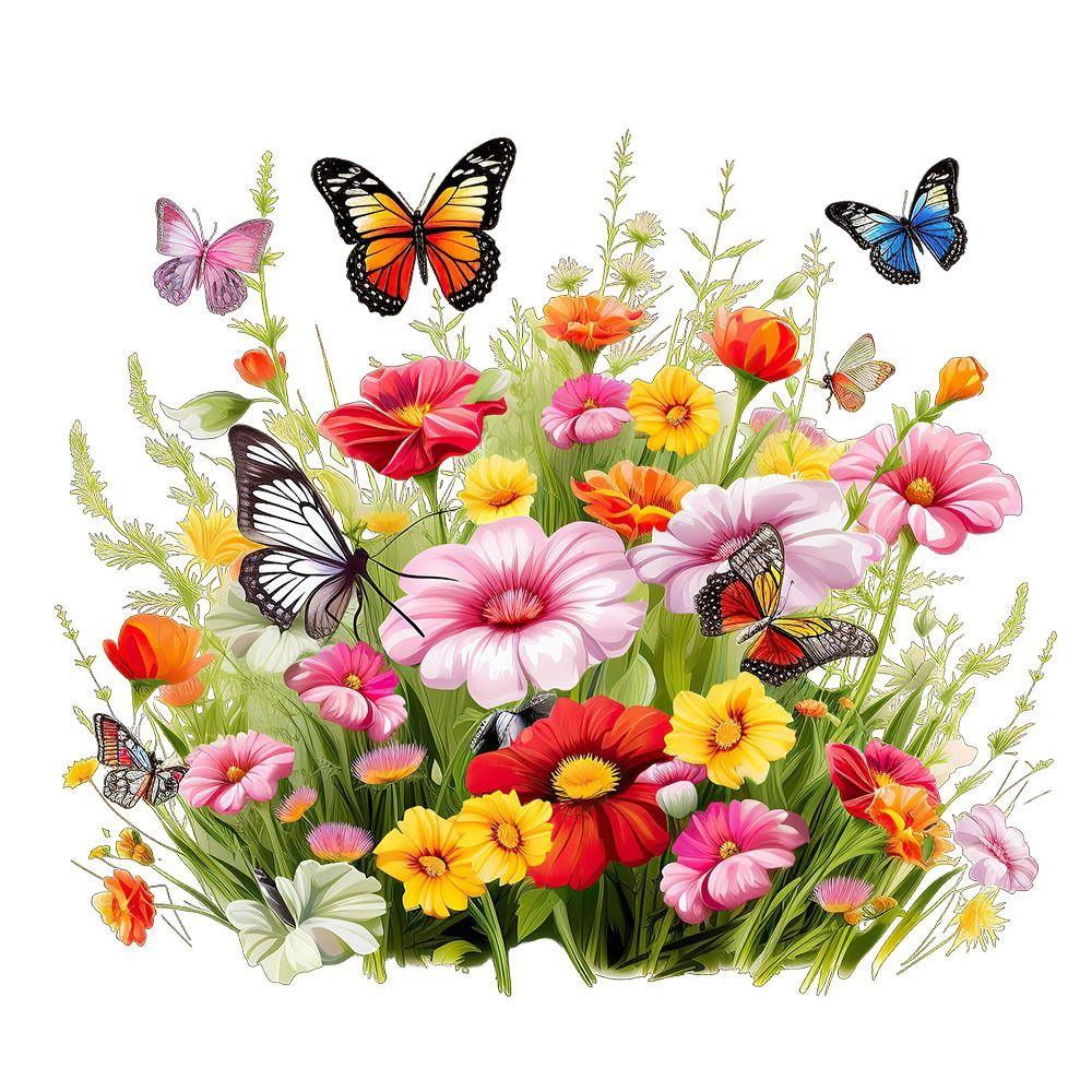 Easy To Paste Butterfly Flower Removable Stickers Mildew-proof Toilet Lid Decals Wall
