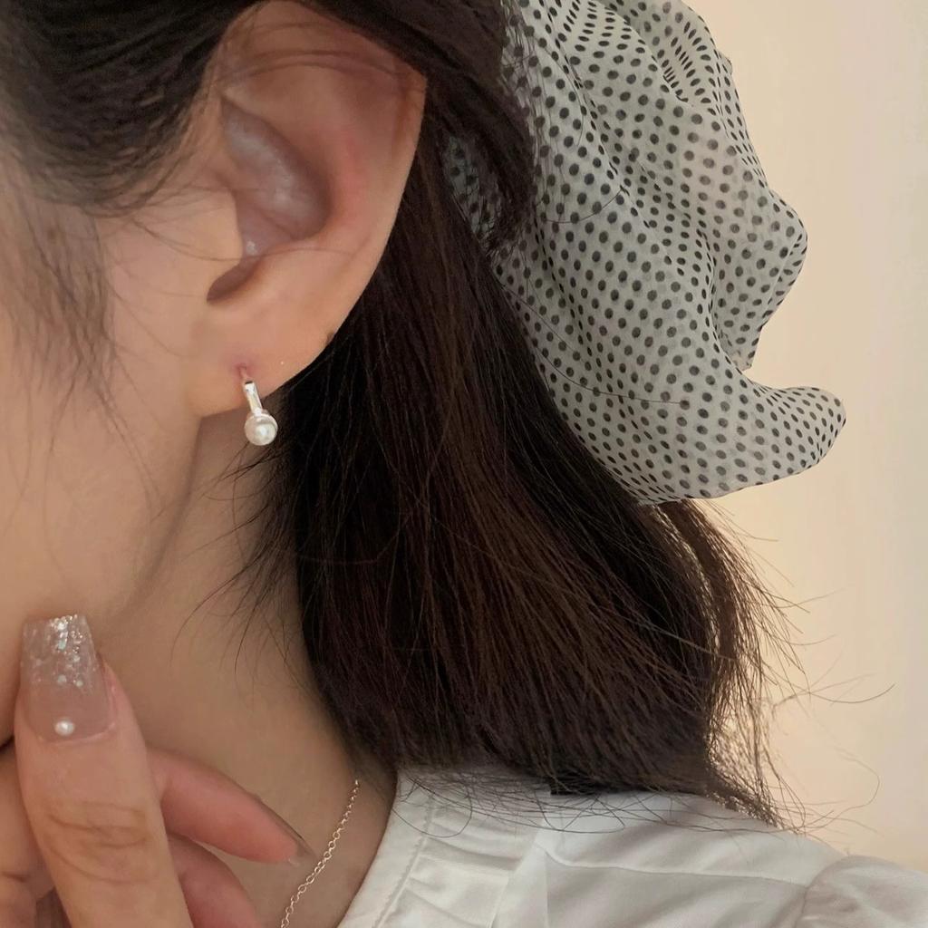 ANENJERY Серьги-кольца геометрической формы D с имитацией жемчуга для женщин, высококачественный минималистский дизайн, модные элегантные легкие роскошные серьги, ювелирные подарки