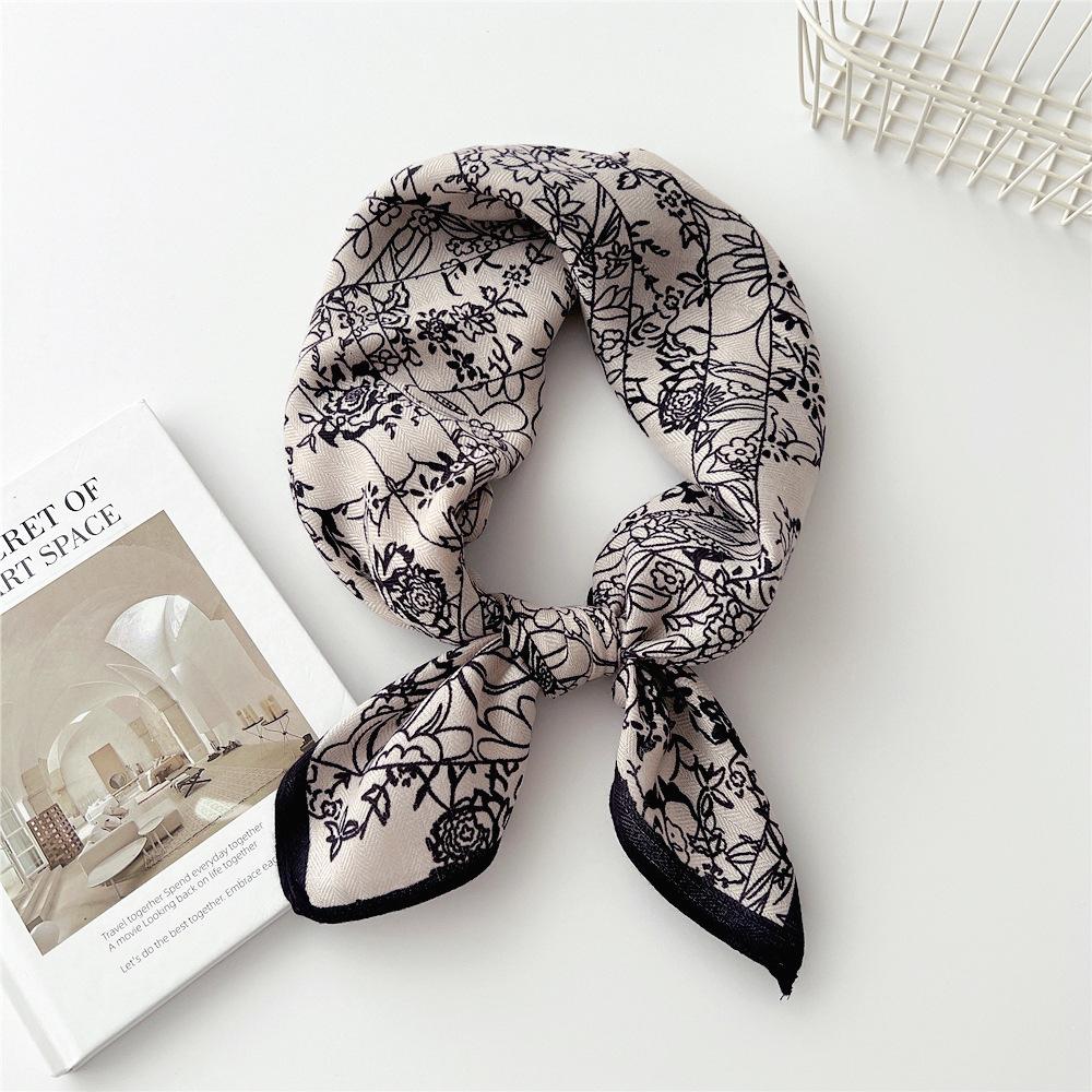 65 Fashion Style Cotton And Hemp Small Square Scarf For Women'S Professional Decoration Scarf Dual Use Shawl Outer Wear Spring And Autumn Scarf
