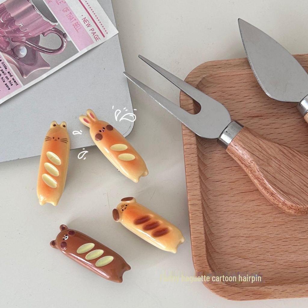 "Cartoon Baguette Hairpin: Cute Bear & Rabbit Hair Accessories for Girls"