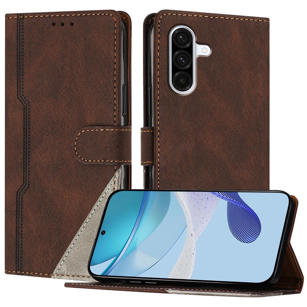 For Samsung Galaxy A36 5G Leather Case Triangle Patchwork Wallet Stand Shockproof Phone Cover