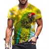 Fashion Colour Painting Parrot Graphic T Shirts Summer Men Casual Trend 3D Printed Short Sleeve Hip Hop Harajuku Streetwear Tees