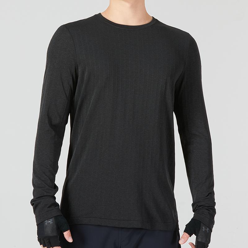 Under Armour Футболка Rush бесшовная однотонная спортивная повседневная тренировочная с длинным рукавом мужская черная 1373725-001