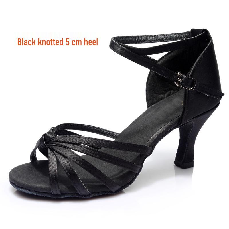 Женские атласные туфли для латиноамериканских танцев на мягкой подошве - Средний каблук, идеально подходят для взрослых и молодежи для практики или для профессиональных стандартных стилей и ковбойских танцев.