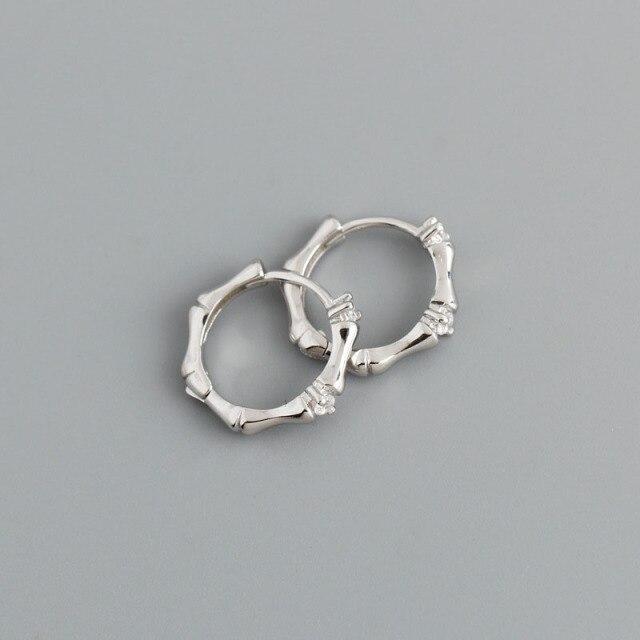 Серьги-кольца из стерлингового серебра 925 пробы в форме бамбука, креативные серьги-французские круги с цирконом, Pendientes Mujer