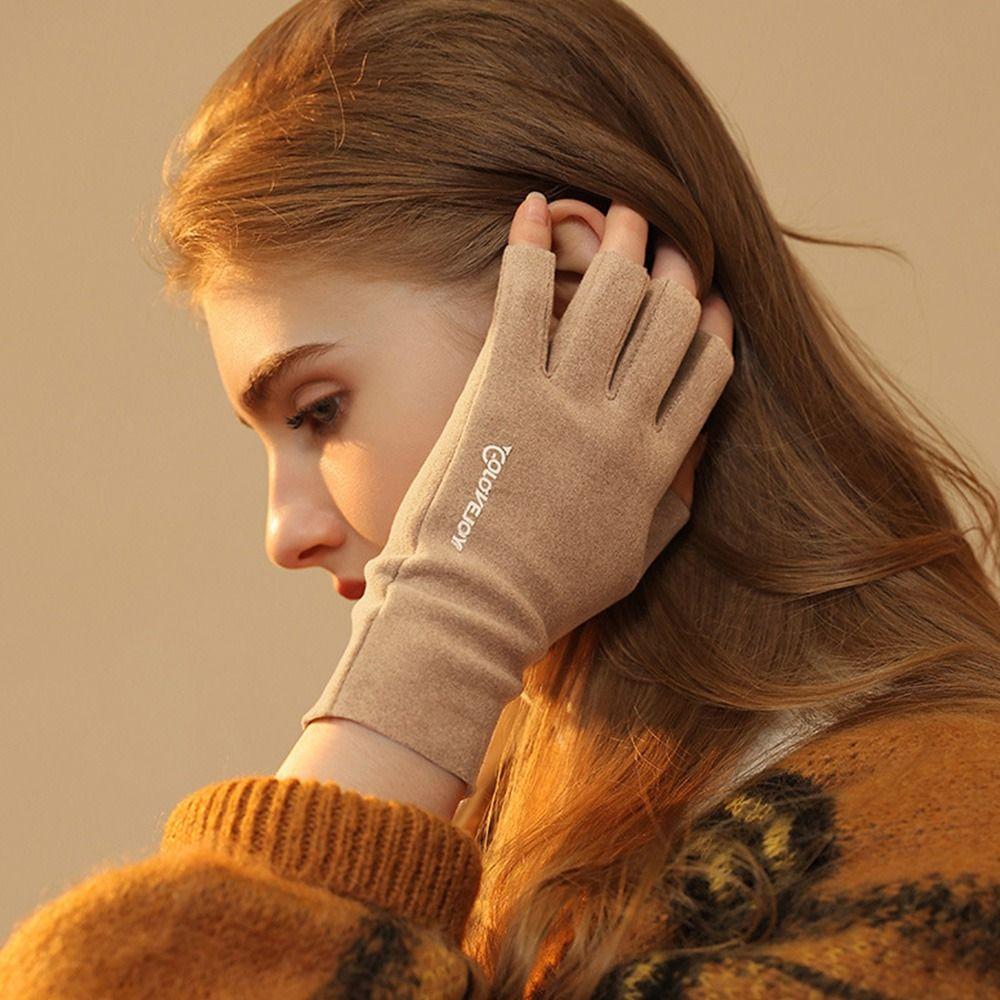 Немецкие бархатные сенсорные перчатки для верховой езды, перчатки с половиной пальцев, перчатки с полупальцами, короткие варежки, теплые перчатки