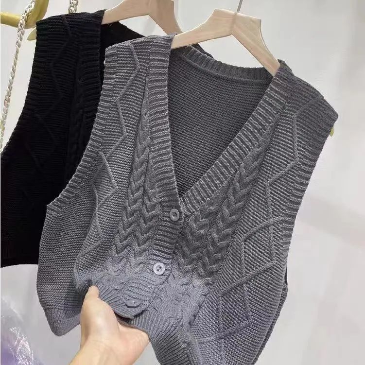 Women's High-End Fashion Knitted Vest Hollow-Out Crocheted Style Outer-Wear Sweater Vest