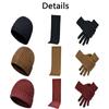 3 In 1 Knitted Cap Solid Color Touchscreen Gloves Simple Winter Cable Beanie Hat for 3Pcs/Set Men