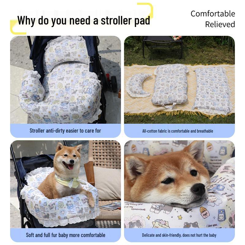 Уютный хлопковый набор для питомца: Толстая теплая подстилка, подушка и бортик для маленьких собак и кошек