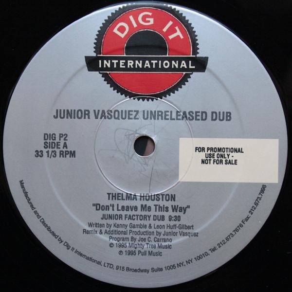 12-дюймовая пластинка THELMA HOUSTON / URBAN DISCHARGE - Junior Vasquez Unreleased Dub DIGP2 Dig It Internat 1995 US Танцевальная & Электронная Б/У