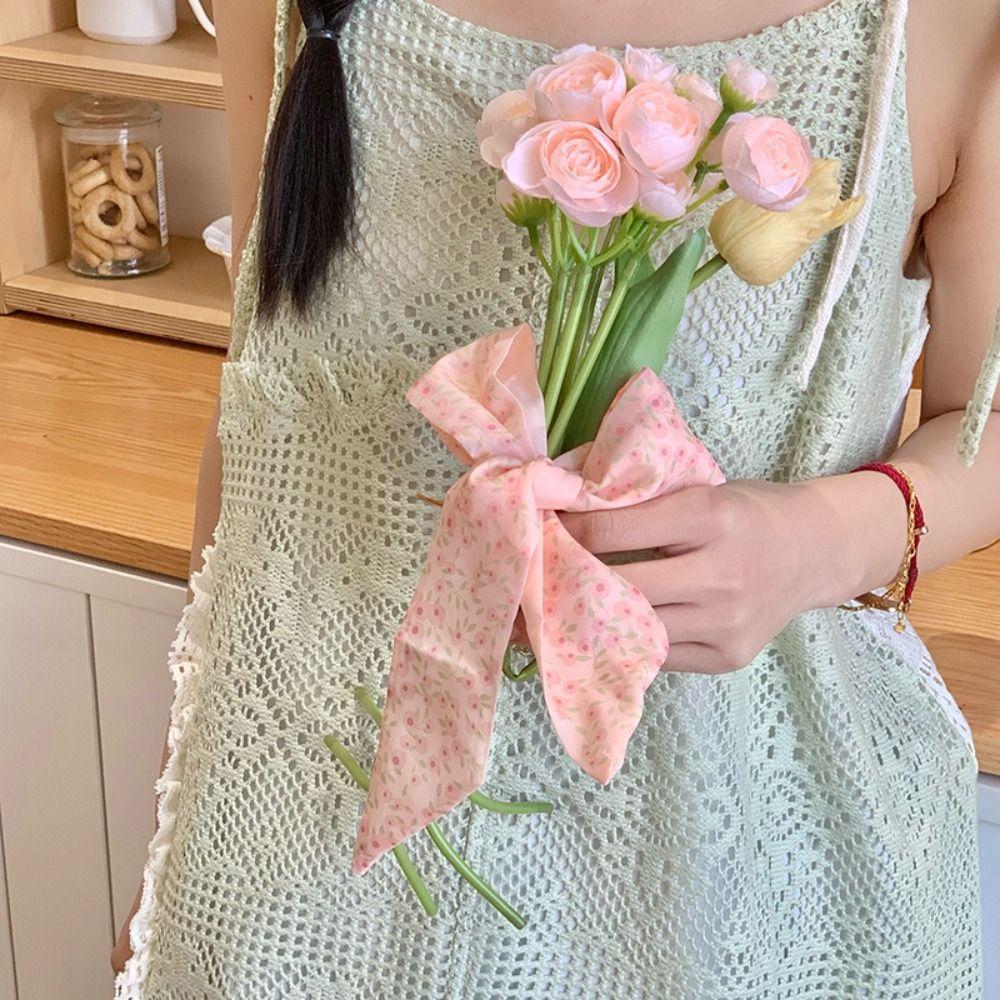 Retro Floral Scarf Ribbon Long Scarves Luxury Scarf Headband Dress Decor