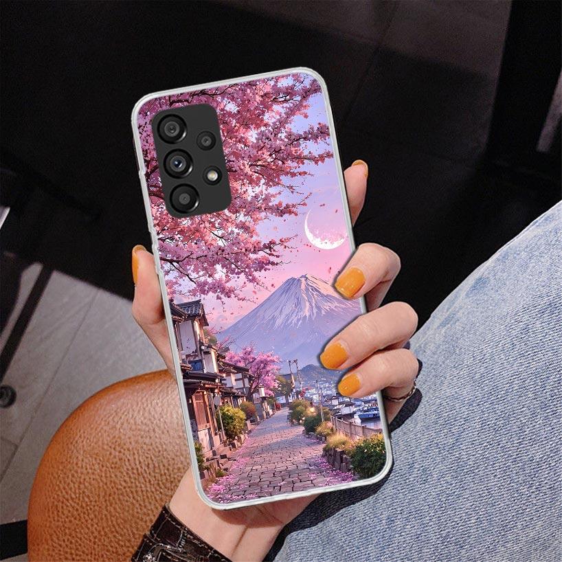 Японская вишня Гора Фудзи Чехол для телефона для Samsung Galaxy A52 A32 A22 A12 A51 A31 A50S A30S A20S A10S Note 20 Ultra 10 Plus S10 A