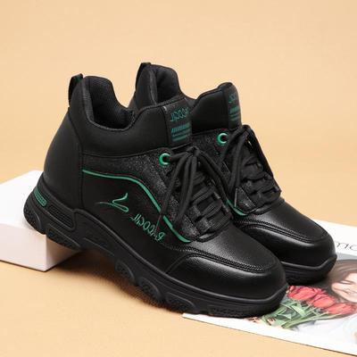 Женская повседневная обувь осень/зима 2023 года из мягкого материала – черные нескользящие кроссовки с мягкой подошвой для ходьбы