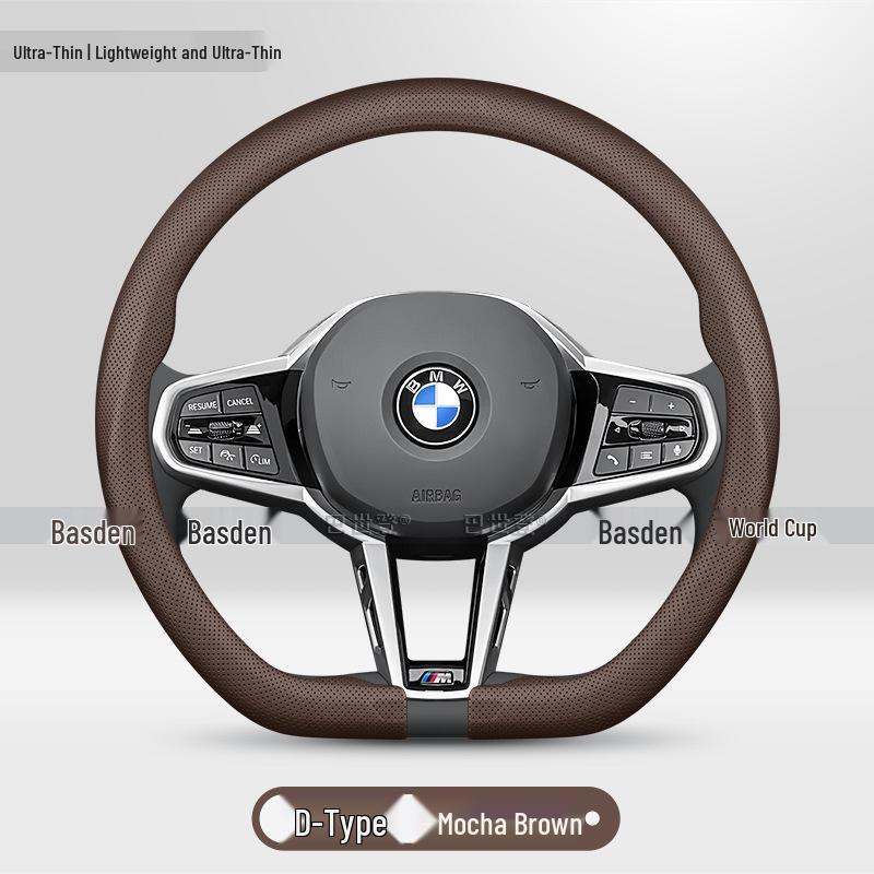 BMW Genuine Leather Steering Wheel Cover - Fits 1, 2, 3, 4, 5, 7 Series & X1-X6 Models