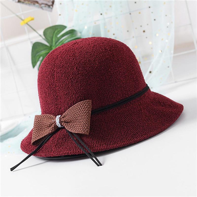 Women Sun Hats Woven Fisherman Hat Female Summer Travel Sunshade Sun Hat Breathable Bow Travel Beach