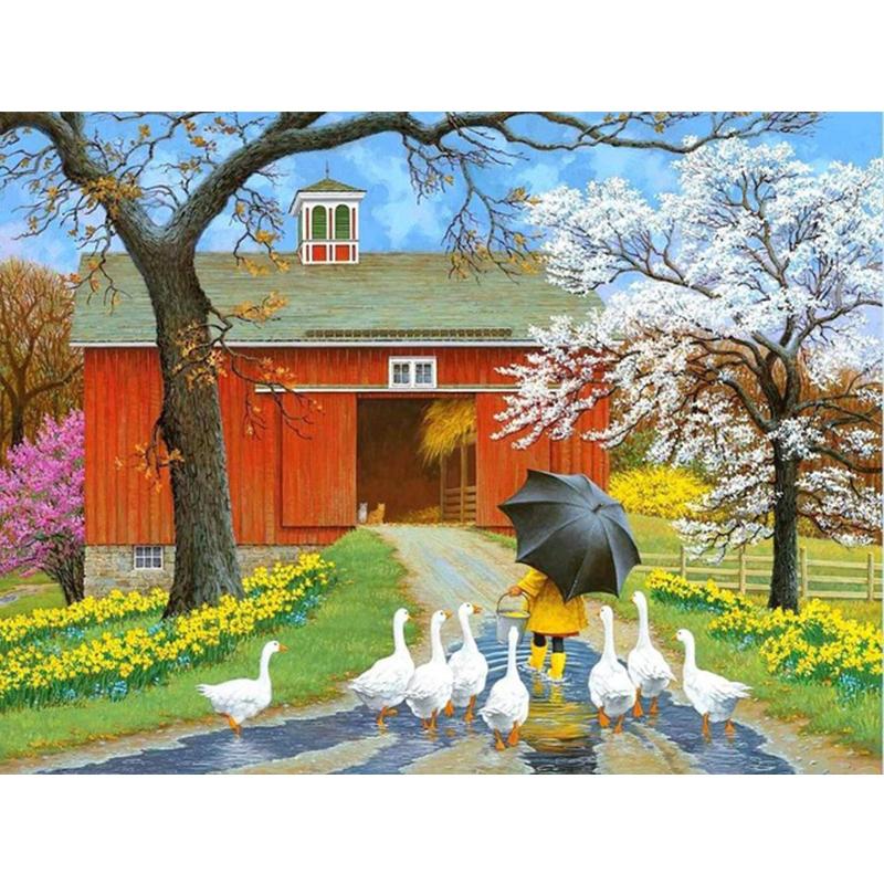 Полный Алмазная вышивка Дом Ремесло Комплект 5D DIY Алмазная картина Пейзаж Вышивка крестом Ферма Украшение дома