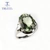 10ct Natural Green Amethyst Gemstone Big Ring,natural Brazil Gemstone Jewelry 925 Sterling Silver Fine Jewelry for Women