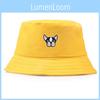 Pattern Dog Embroidery Bucket Cap Fisherman Hat Sun Protection Gift Breathable
