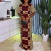 Plus Size Women Half Batwing Sleeve Patchwork Letter Print Casual Loose Dress