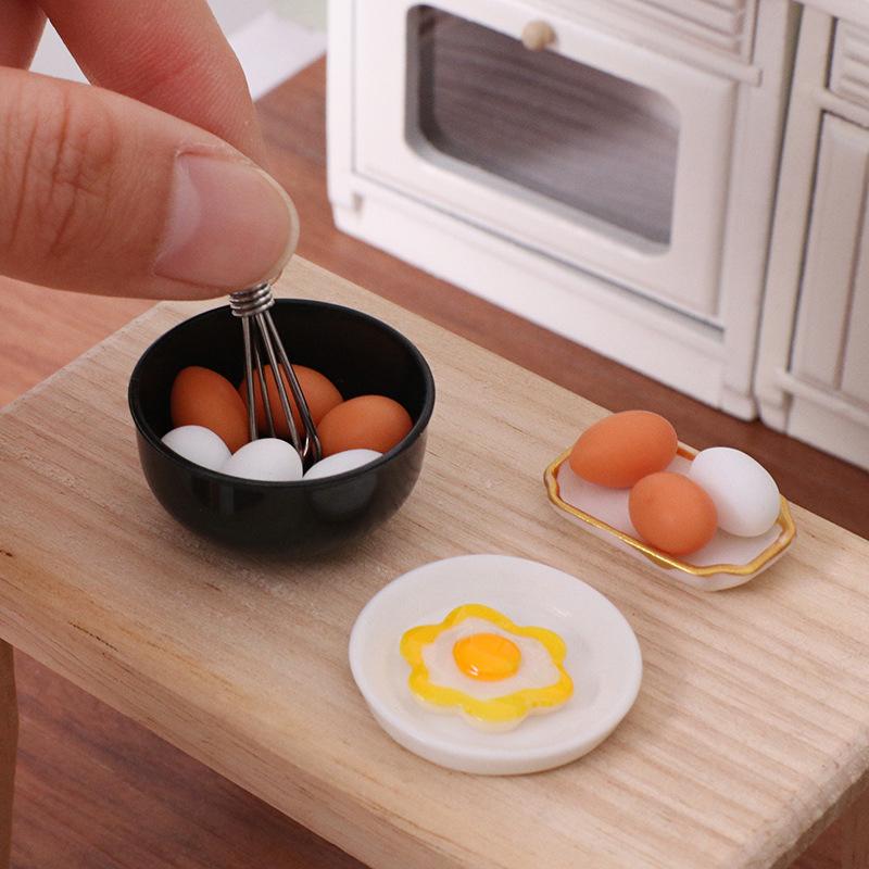 10Pcs/Set Dollhouse Miniature Simulation Mini Bowl Egg Fryer Egg Beater Food Modle Diy Doll House Accessories Furniture Decor
