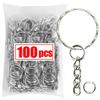 50-1000pcs Metal Blank Keyring Keychain Split Rings Keyfob Keyring Lobster Clasp Keychain Key Pendant Ring Stainless Steel Rings