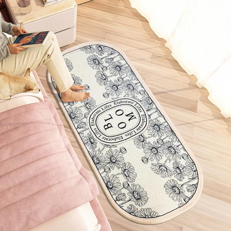 Современный Простой Имитация Кашемира Ковер для Спальни Овальный Коврик Перед Кроватью Ковер в Стиле Легкой Роскоши Скандинавский Ковер для Гостиной