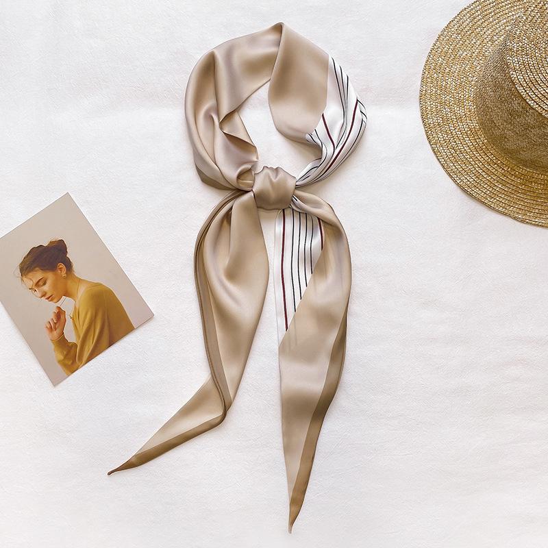 Korean Version of Versatile Early Autumn New Silk Scarf for Women Printed Clothing Decorative Scarf Headband Narrow Long Ties Bag Streamer