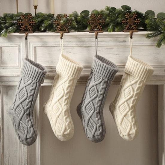Рождественский мешок конфет Вязаный узор ромба Подарочный пакет большой емкости Декоративные носки Висячие чулки Рождественские елочные украшения Рождественские украшения Опора
