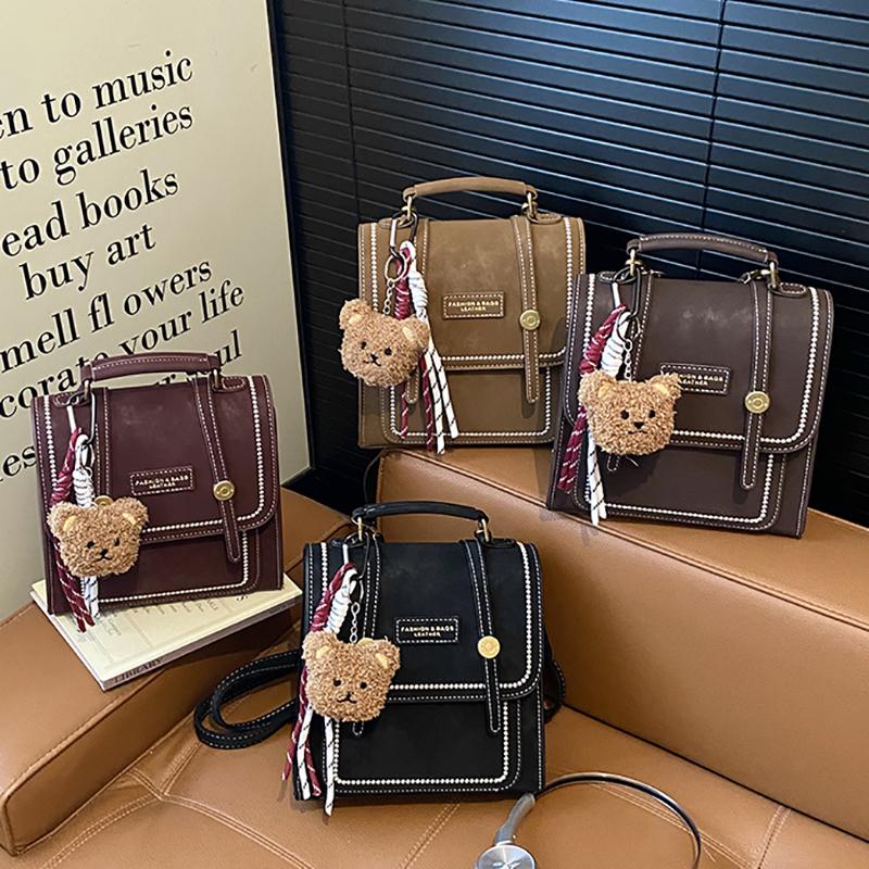 Retro Niche Design Backpack Fashion Portable Backpack British Daily Commuting Backpack Female Mini Schoolbag Girl PU Leather
