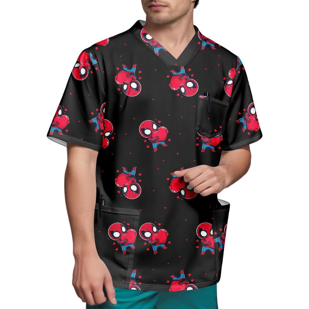 Мужской топ с коротким рукавом и V-образным вырезом с принтом нагрудного кармана