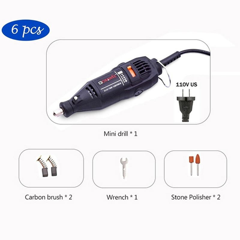 Электрическая мини-дрель, роторная шлифовальная машина, полировка сверла своими руками с 6/130 шт. аксессуарами