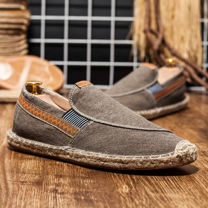 2025 New Casual Vintage Loafers Flat Hemp Bottom Fishermen Shoes Driving Soft Shoes Holiday Beach Sailing Bohemian Plus Size