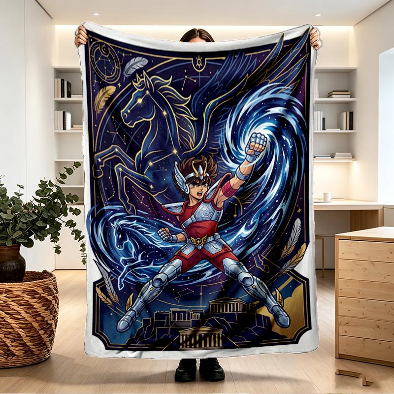 Saint Seiya Print Blanket - Soft & Comfortable, for Bedroom, Travel, Sofa, Home Decoration - Birthday Christmas Gift for Friend