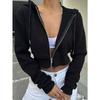 Women's Fashion Casual Solid Color Print Autumn Winter Long Sleeve Hooded Jackets & Coats