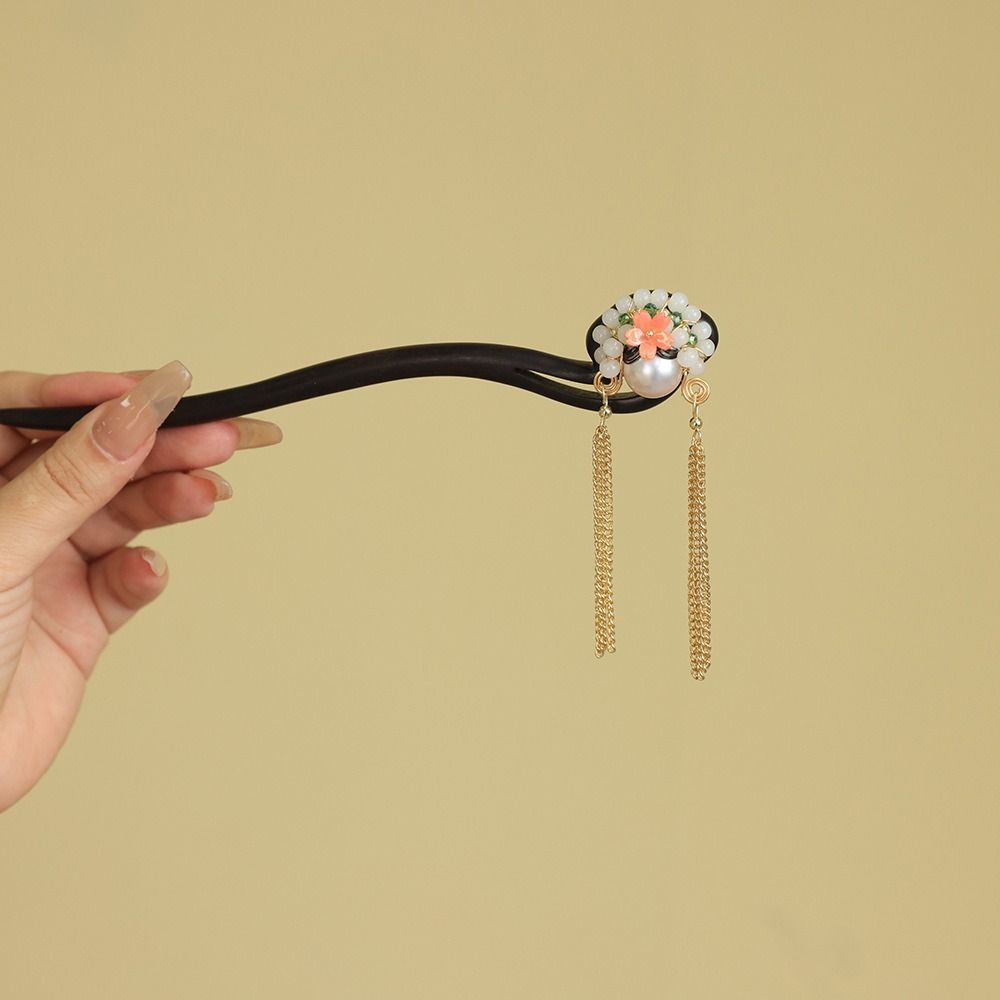 Tassel Wooden Hair Stick Red Hanfu Hairpin Beijing Opera Hair Accessories  Hair Chopstick