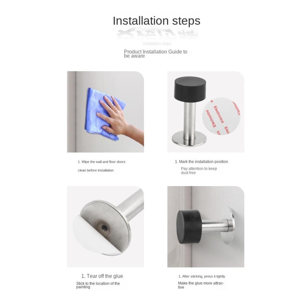 Stainless Steel Door Stopper Nail-free Door Suction New Doorstop Floor