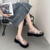 Thick-soled Roman Sandals Women's New Summer Internet Celebrity Versatile Fairy Style Flat-soled Heightening Fashion Muffin Sandals