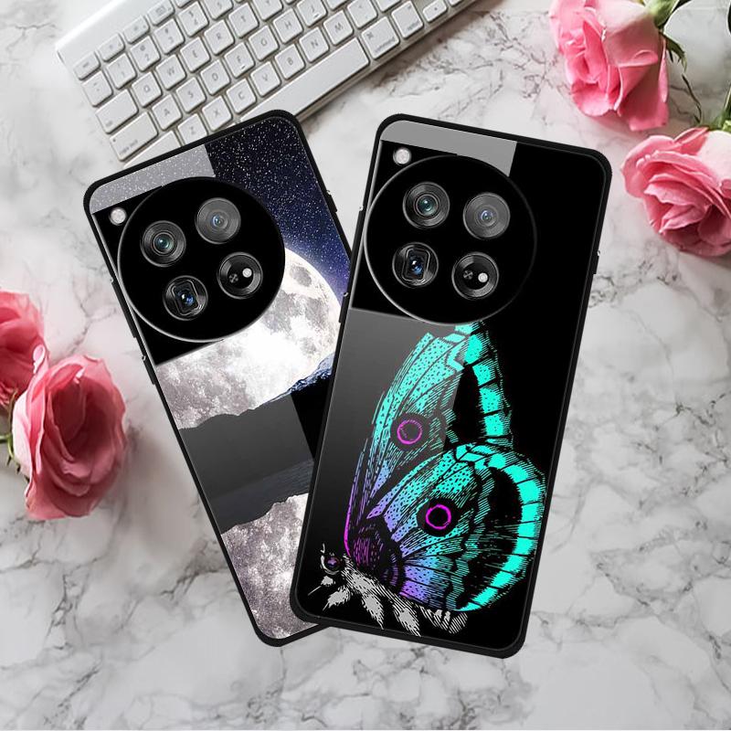 For OnePlus 12 5G Phone Case Pattern Printing Tempered Glass Shockproof Cover