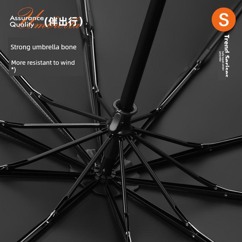 Sun Umbrella Umbrella Extra Large Three Folding Double Three Men's and Women's Vinyl Umbrella Rain Or Shine Dual-Use Umbrella